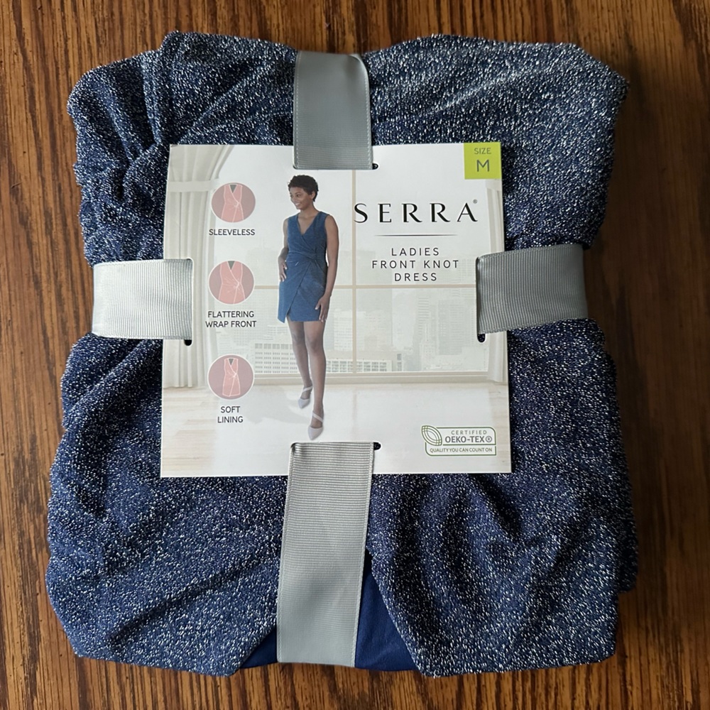 Serra navy front knot dress.
